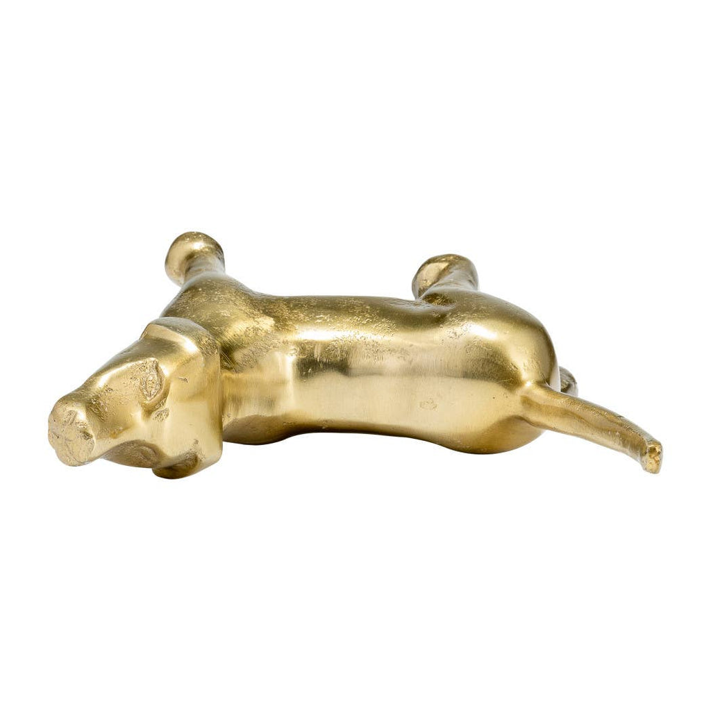 Decorative Figurine - Gold Metal Modern Howling Dog, 7 in.