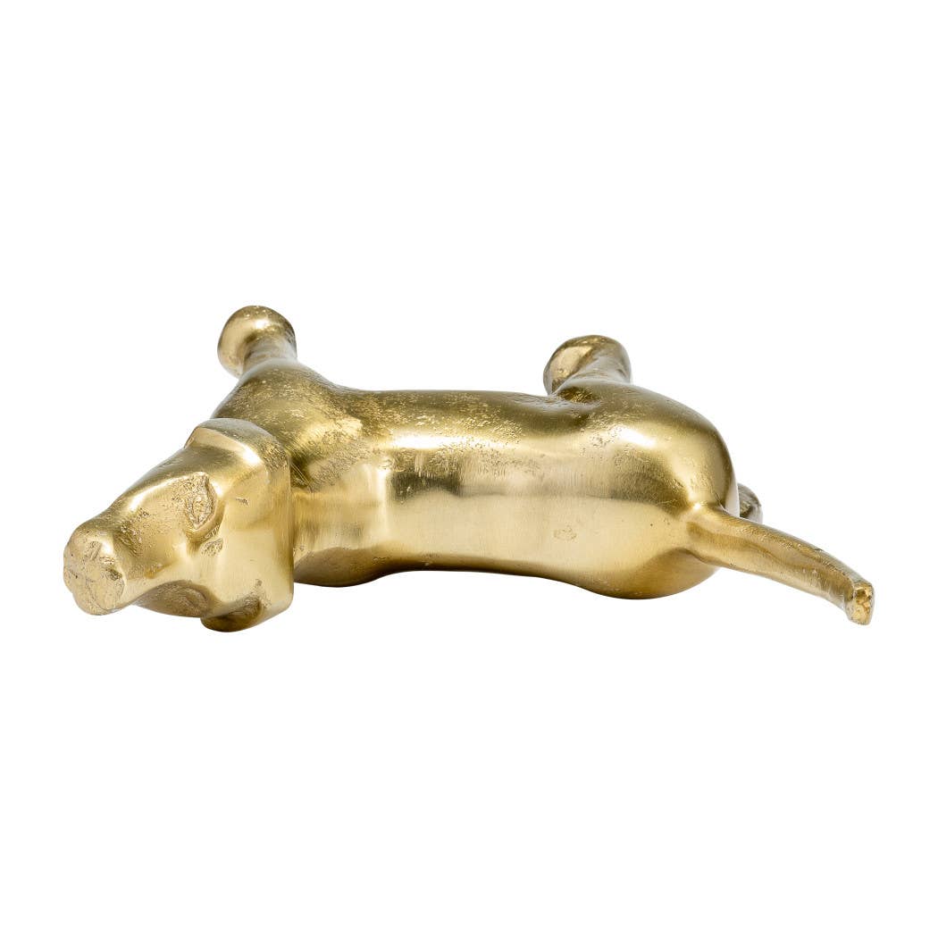 Decorative Figurine - Gold Metal Modern Howling Dog, 7 in.
