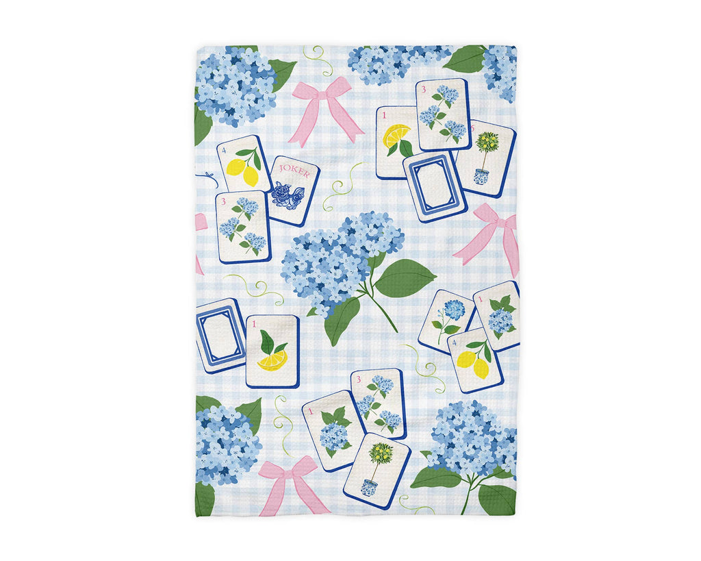 Mahjong Hydrangea Tea Towel