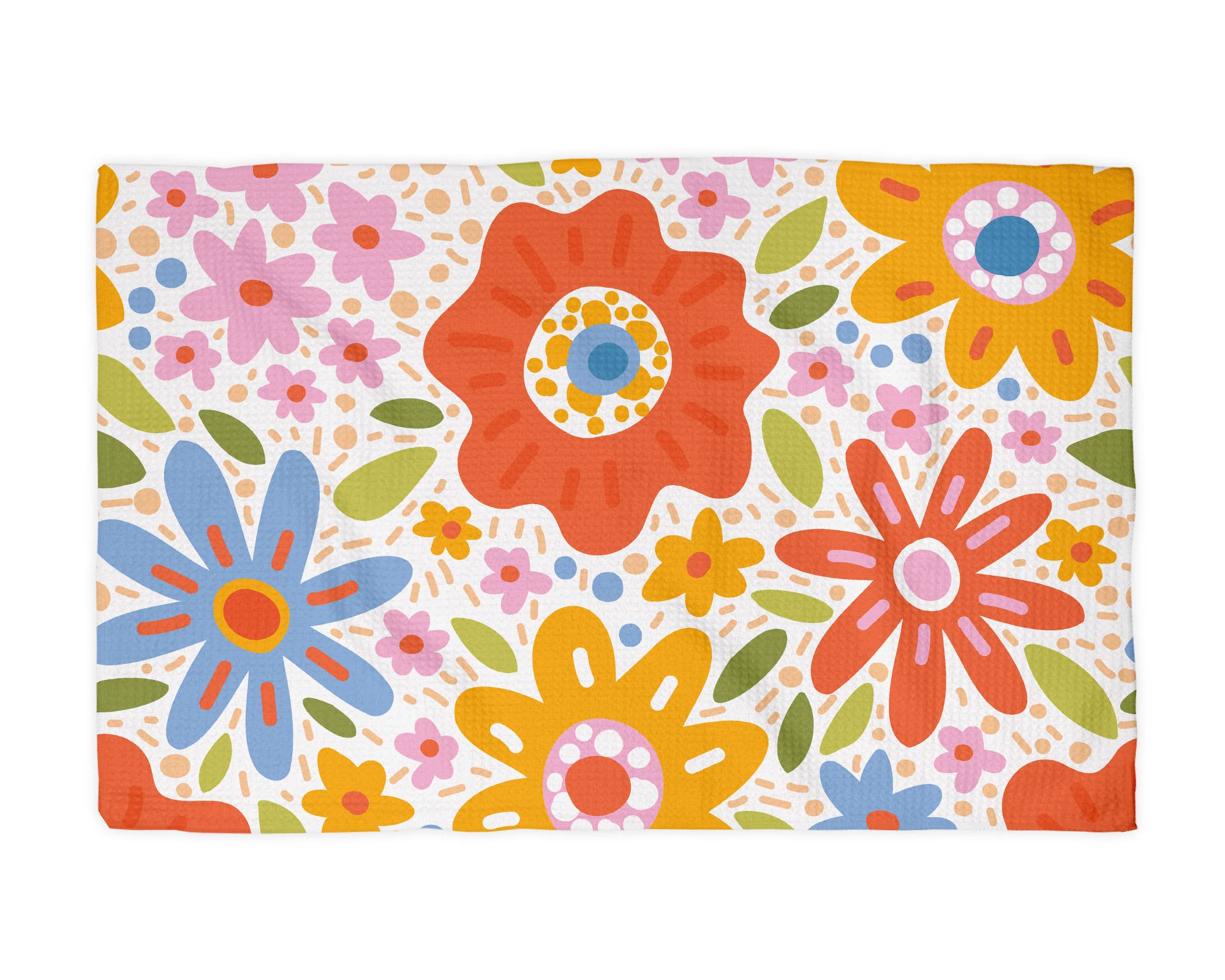 Tea Towel Bright Floral Retro Spring Flower