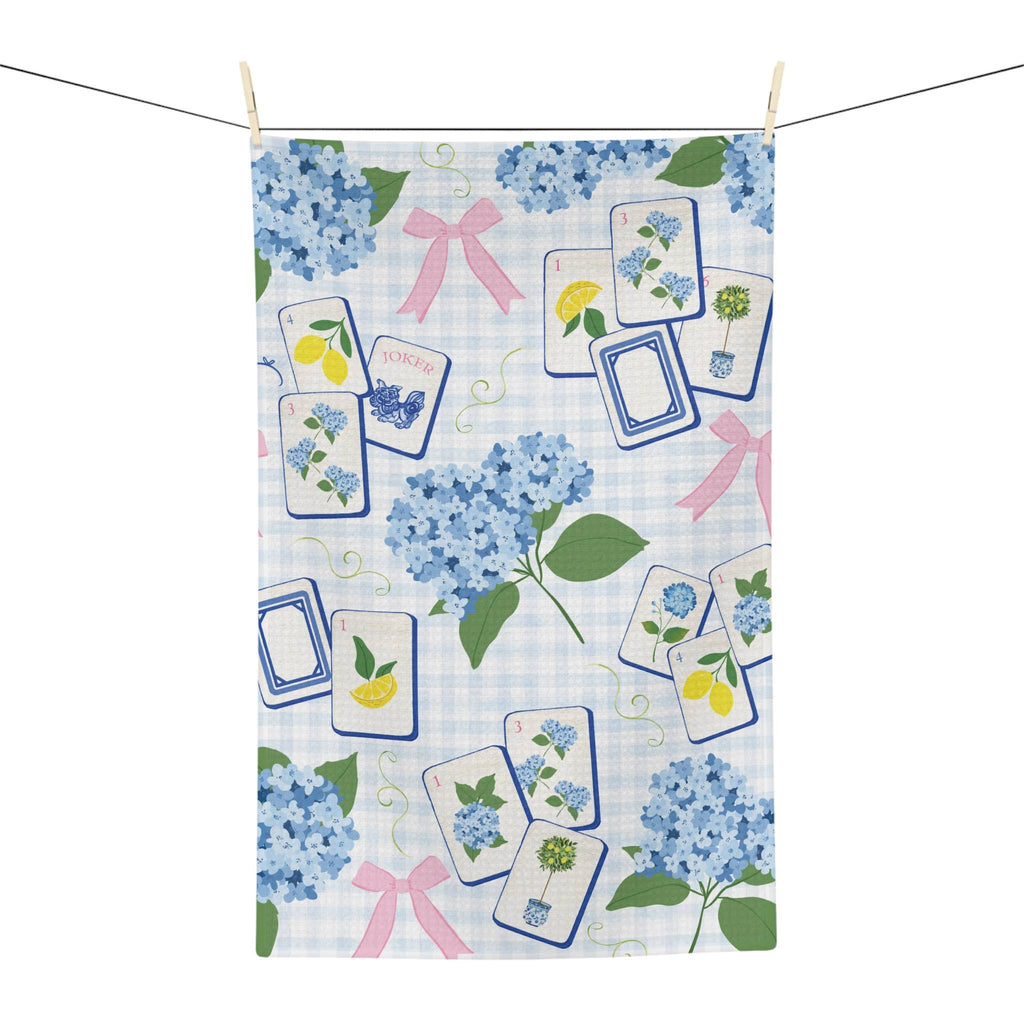 Mahjong Hydrangea Tea Towel
