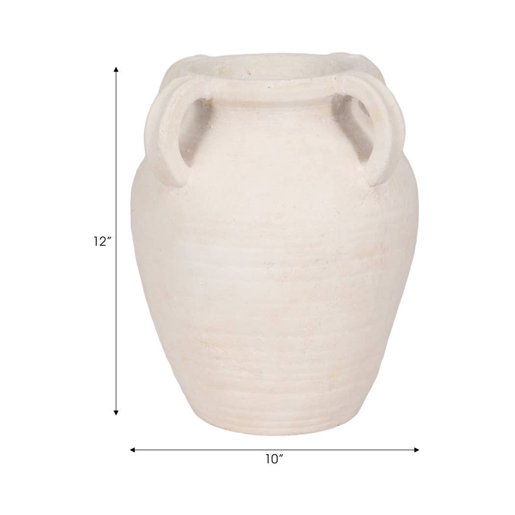 White Pottery Multi-Handle Jug Vase 12"