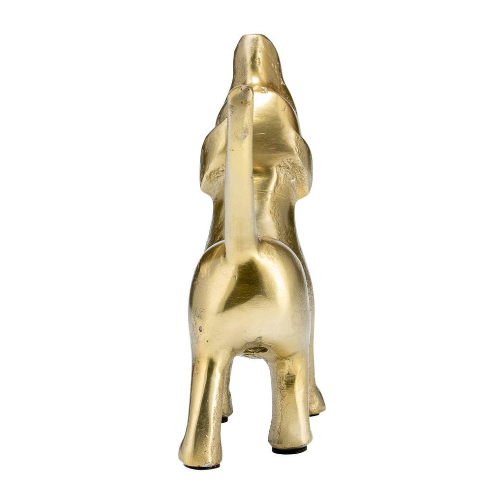 Decorative Figurine - Gold Metal Modern Howling Dog, 7 in.