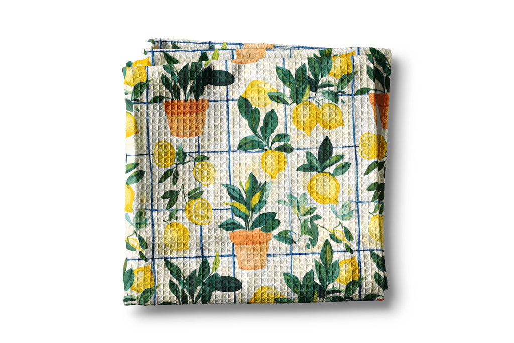 Tea Towel Lemon Plaid