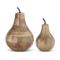 Carved Wood Pears w/Black Metal Stems