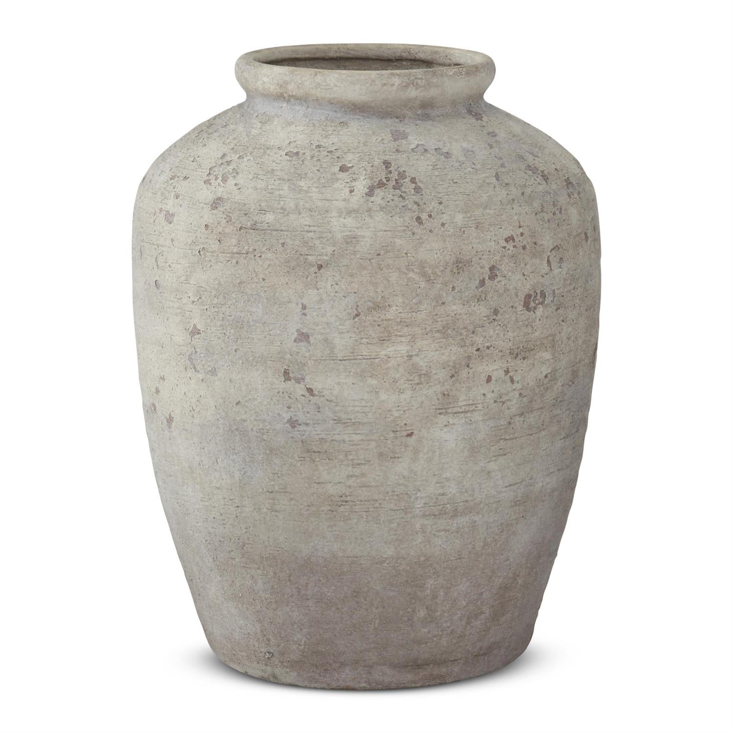 Taupe Textured Distressed Ceramic Vase 16"