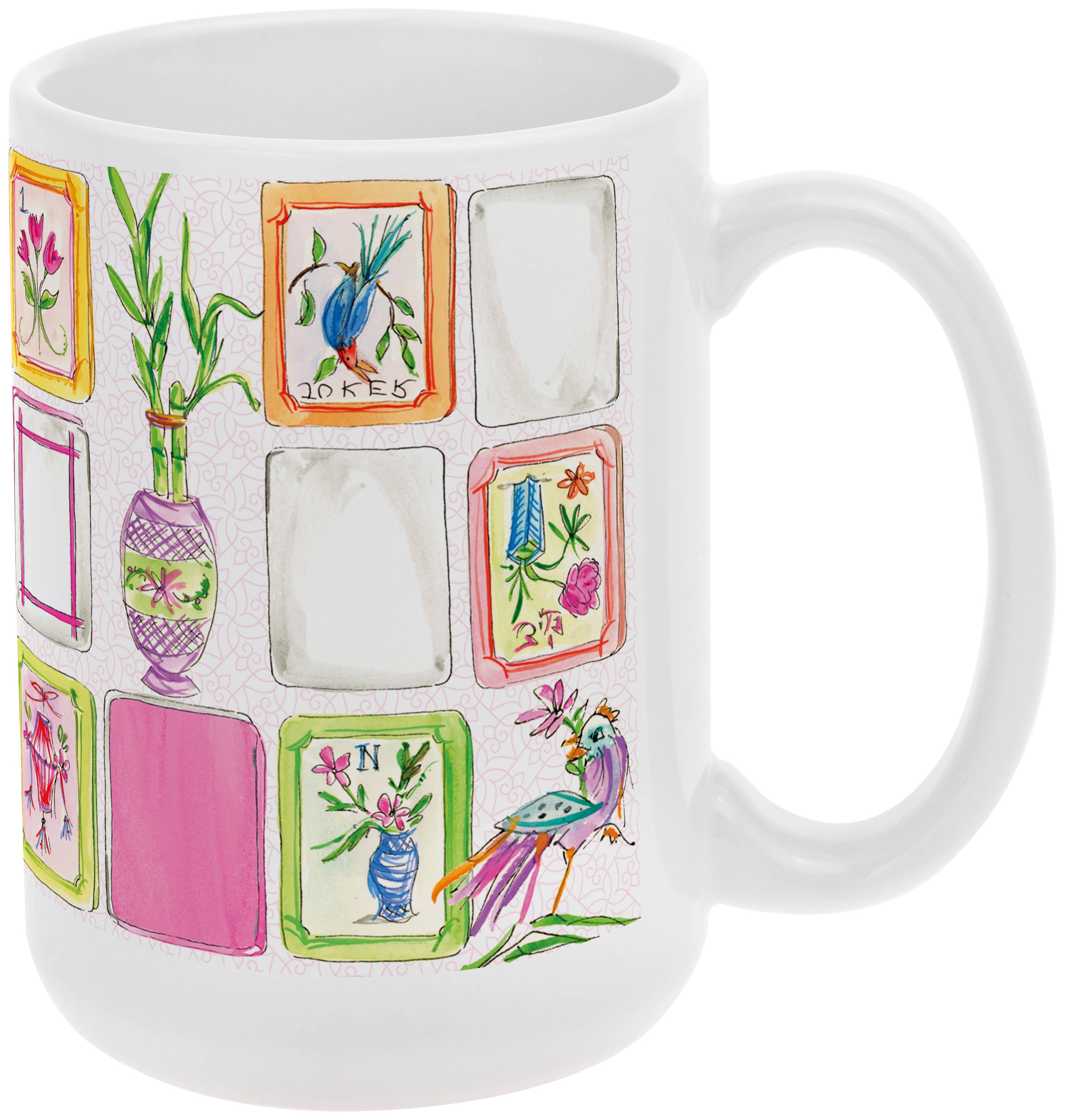 Mahjong Pink Ceramic Mug Rosanne Beck