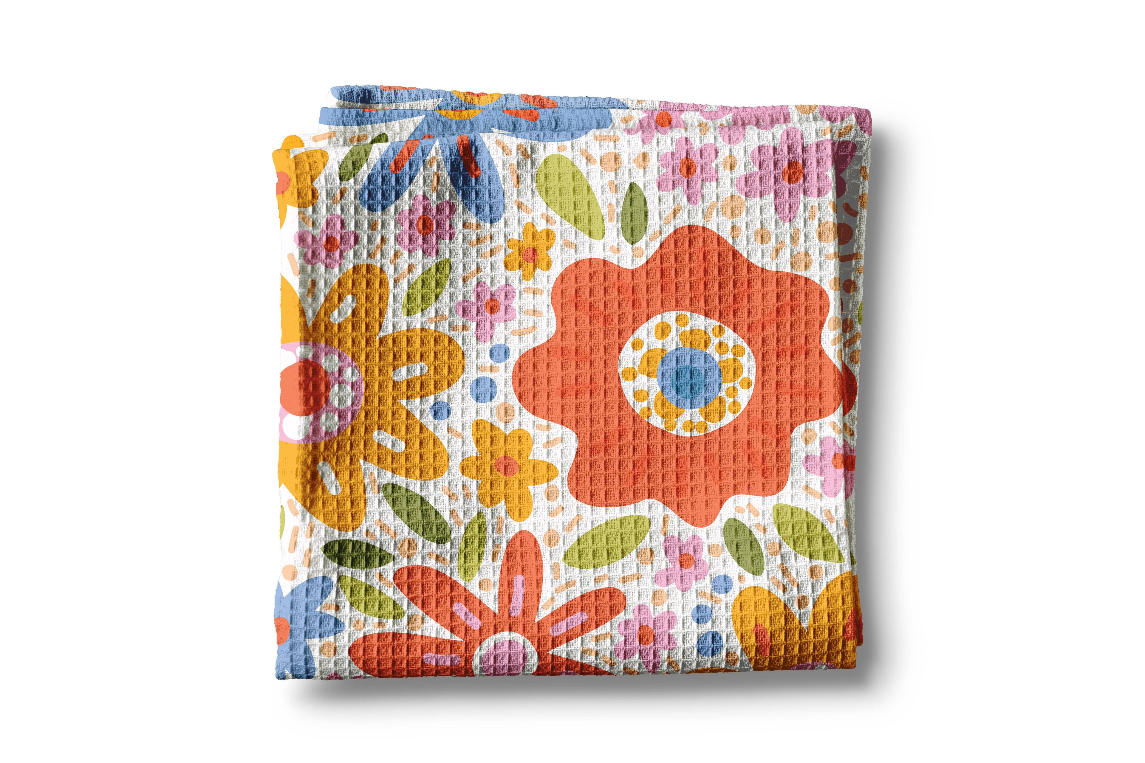 Tea Towel Bright Floral Retro Spring Flower
