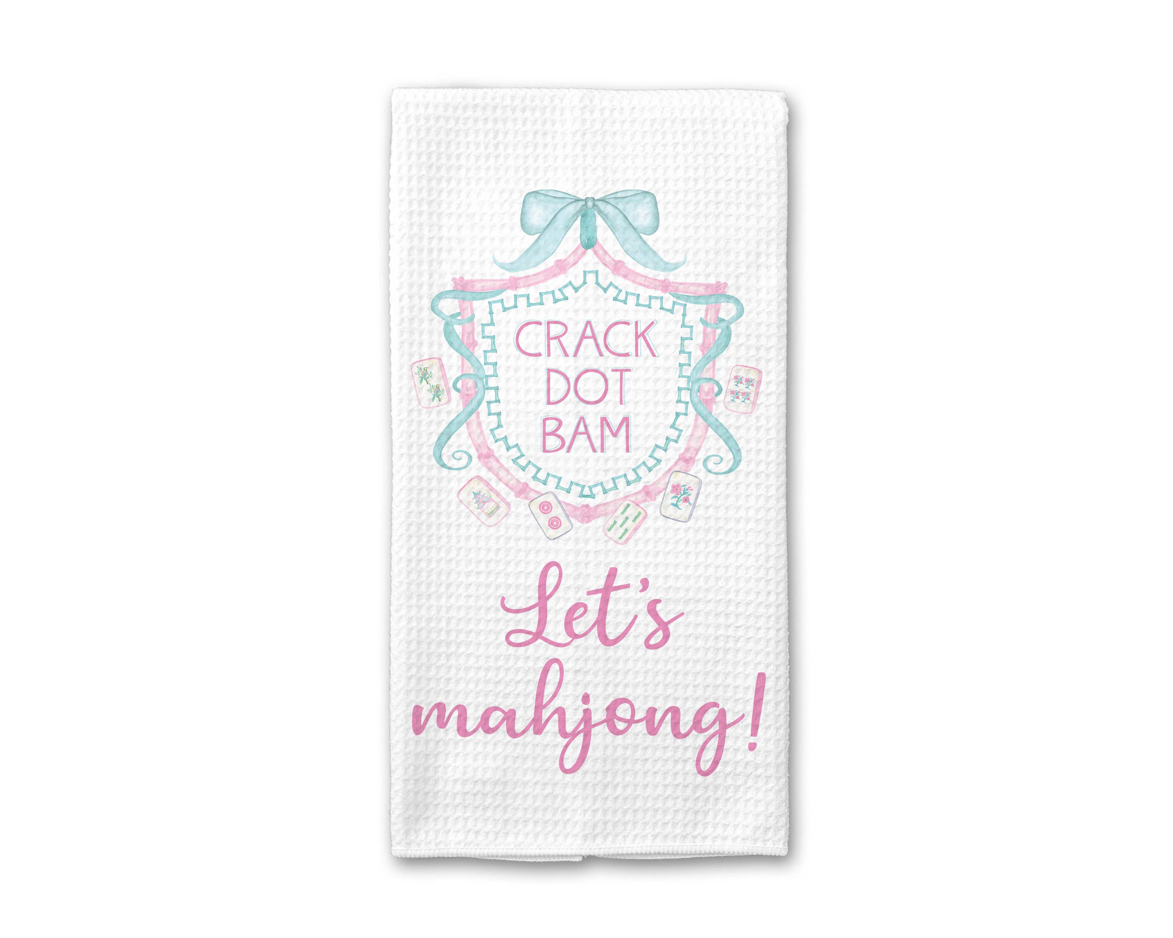Mahjong Kitchen Towel Mah jongg Tile Game Decor Hostess Gift