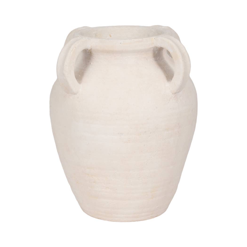 White Pottery Multi-Handle Jug Vase 12"