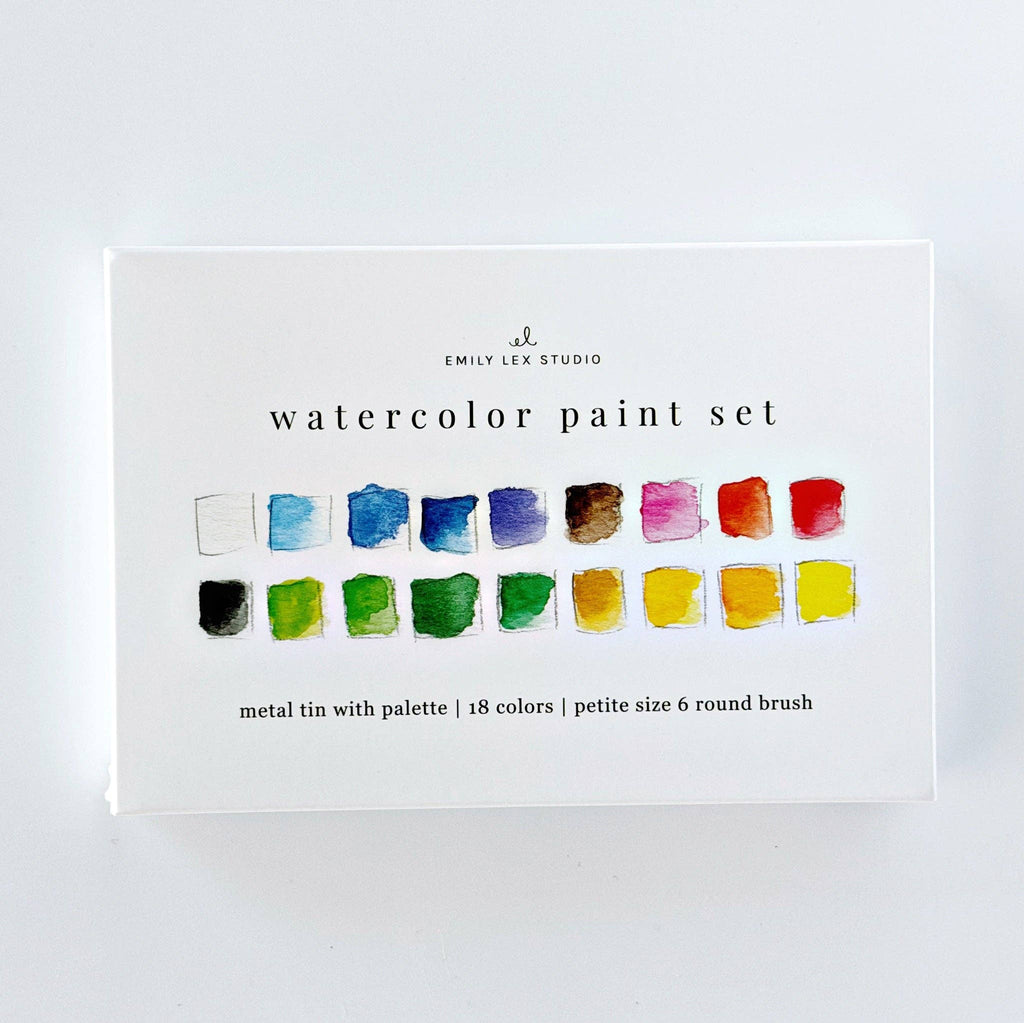 Emily Lex Watercolor Paint Set 18 Colors with Brush