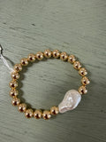 Stretch bracelet gold beads with pearl