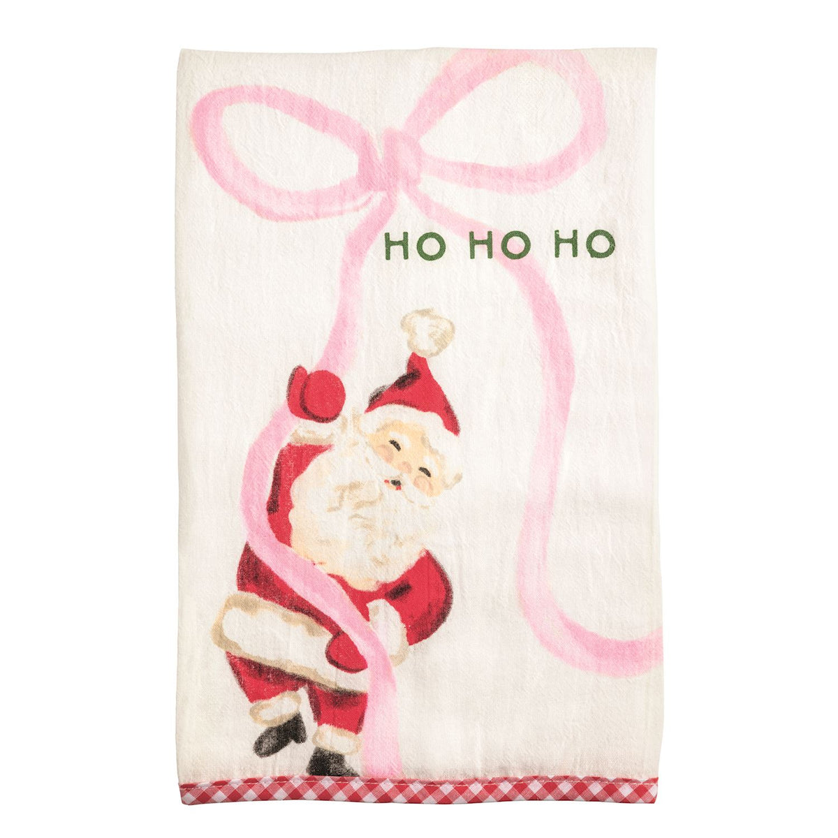 Ho Ho Ho Santa With Bow Whimsy Christmas Towel