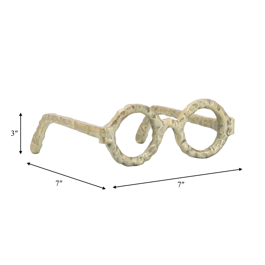 Gold Metal Abstract Round Glasses Sculpture