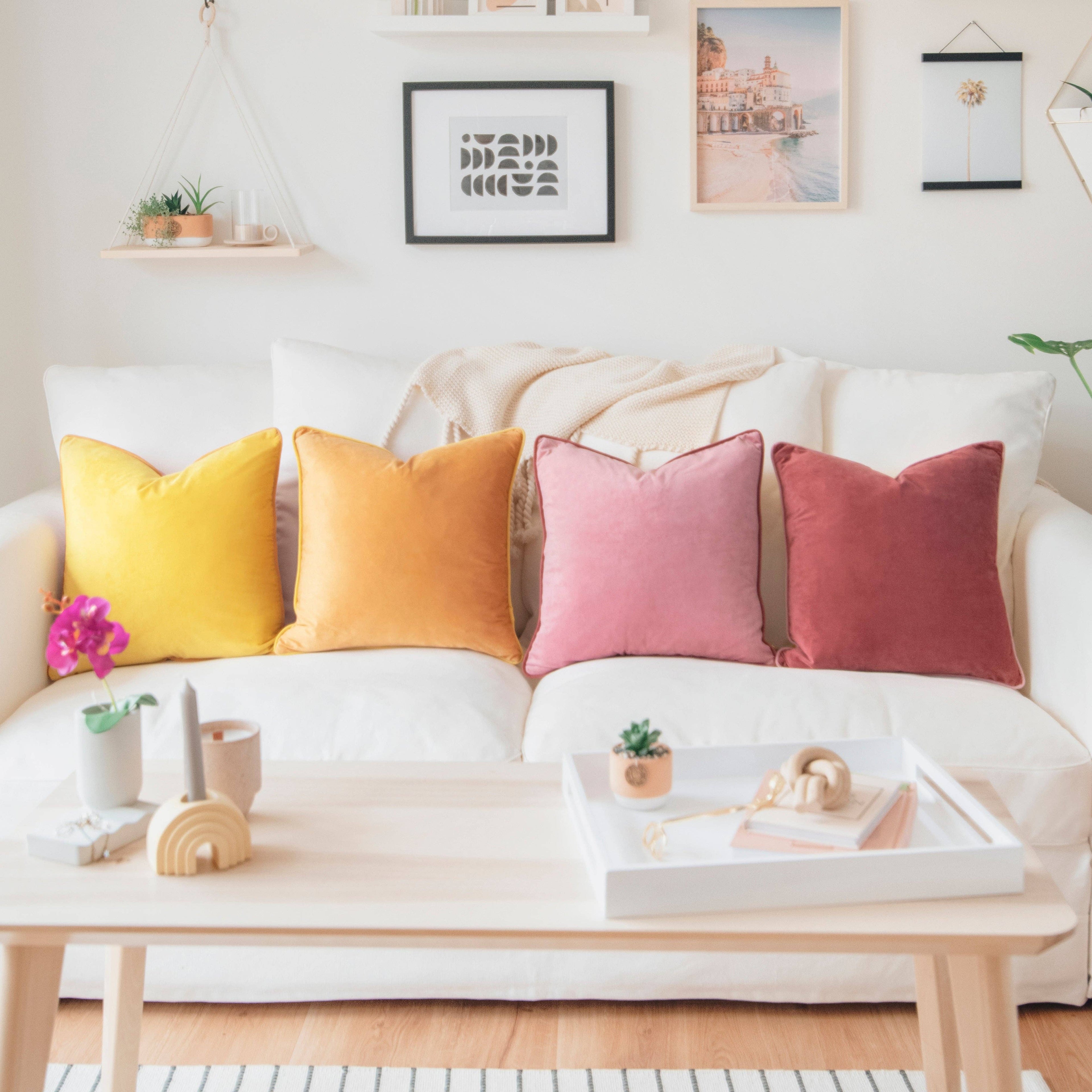 Pink/Yellow Lumbar Pillow