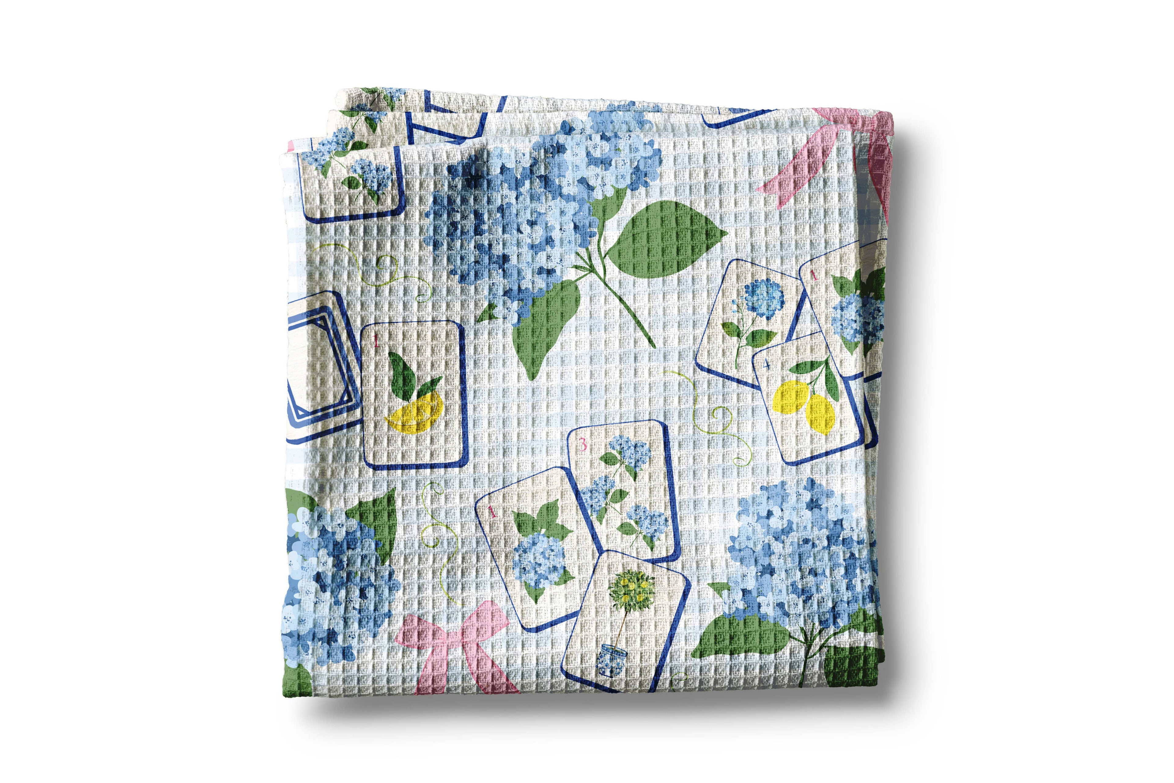 Mahjong Hydrangea Tea Towel