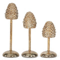 Gold Mercury Glass LED Pinecone Finial w/Timer 11.5 Inch