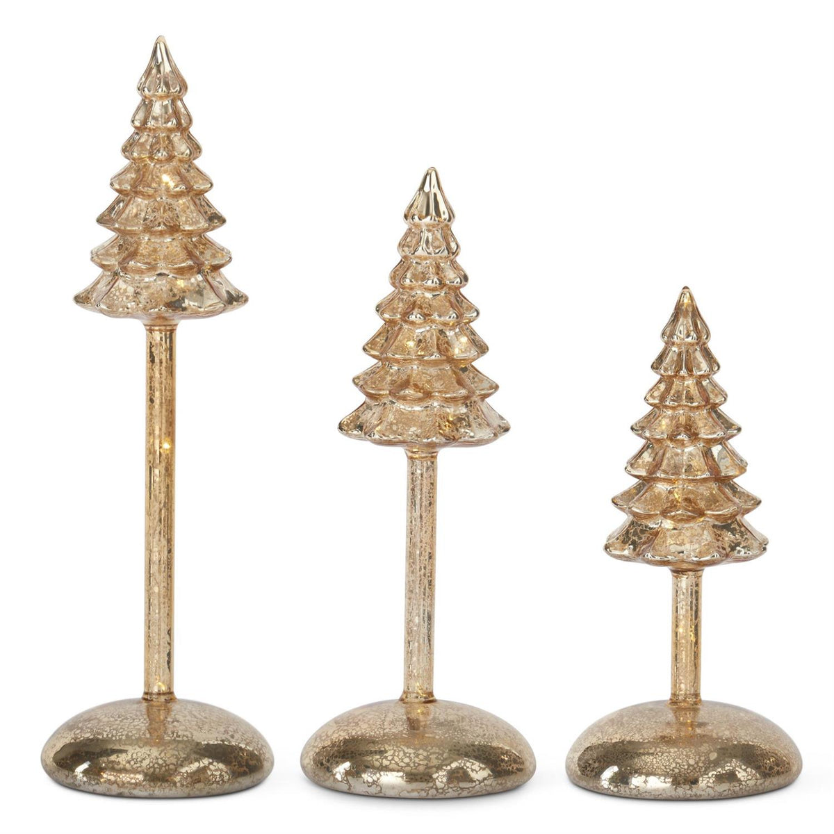 Gold Mercury Glass LED Christmas Tree Finial w/Timer 11.5 Inch