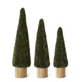 Green Velvet Braided Cone Tree w/Gold Base 14.25 Inch