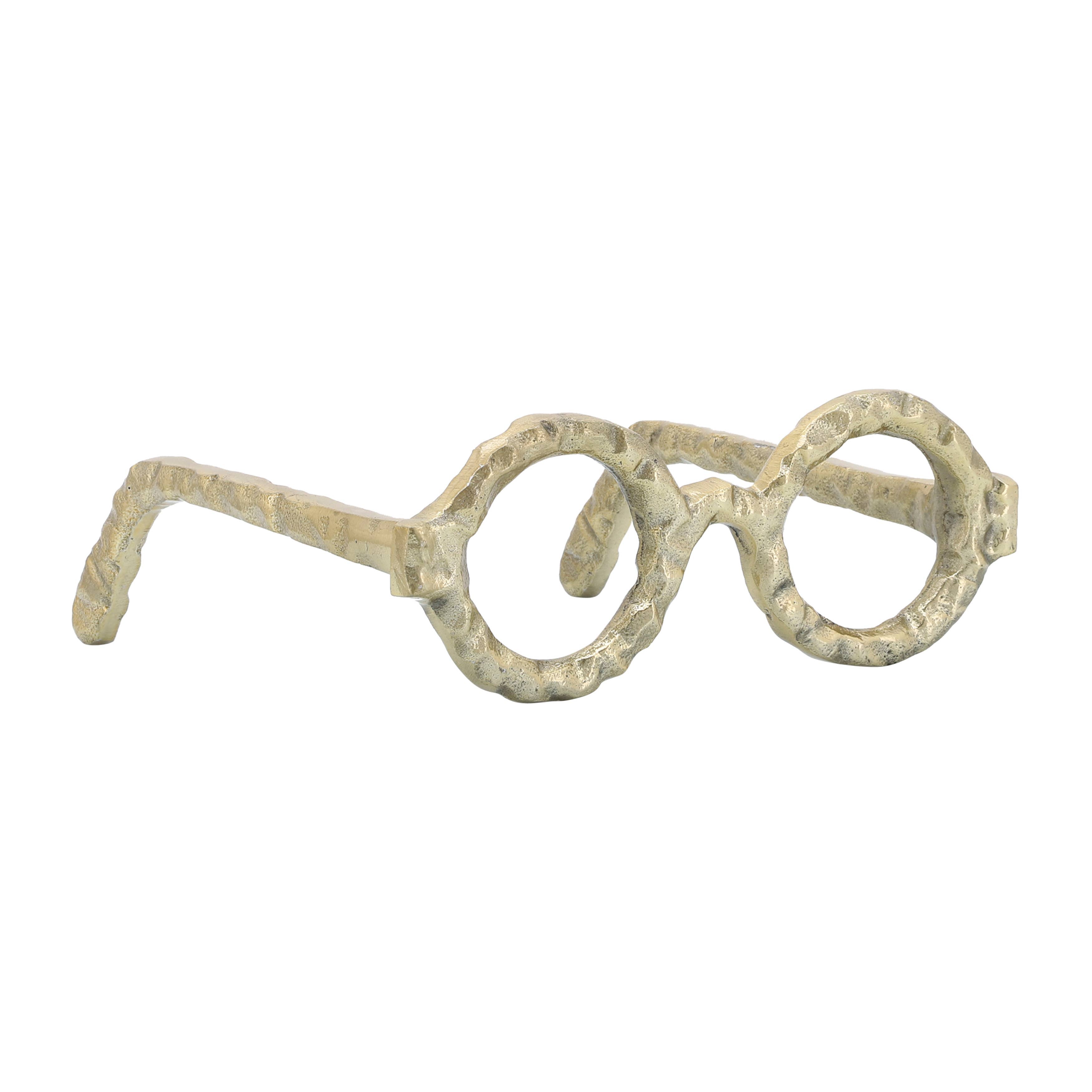 Gold Metal Abstract Round Glasses Sculpture