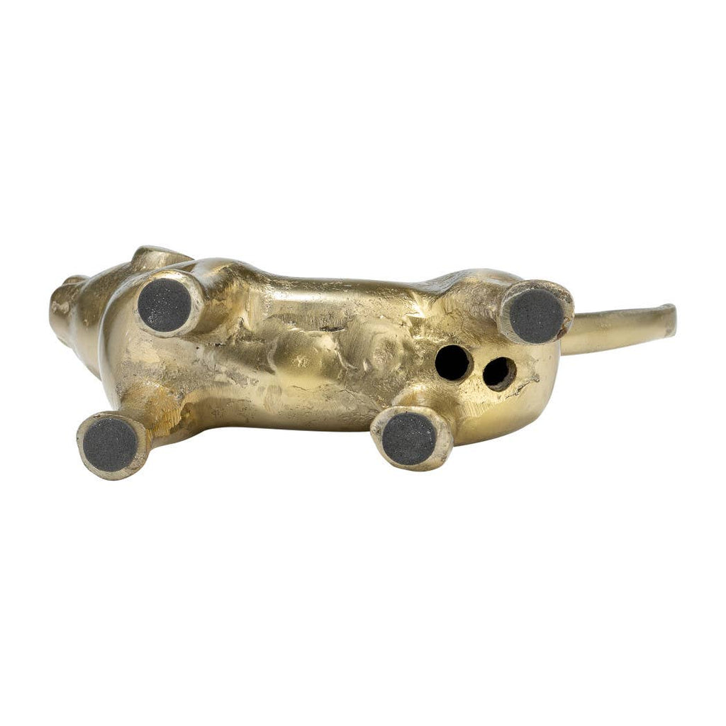 Decorative Figurine - Gold Metal Modern Howling Dog, 7 in.