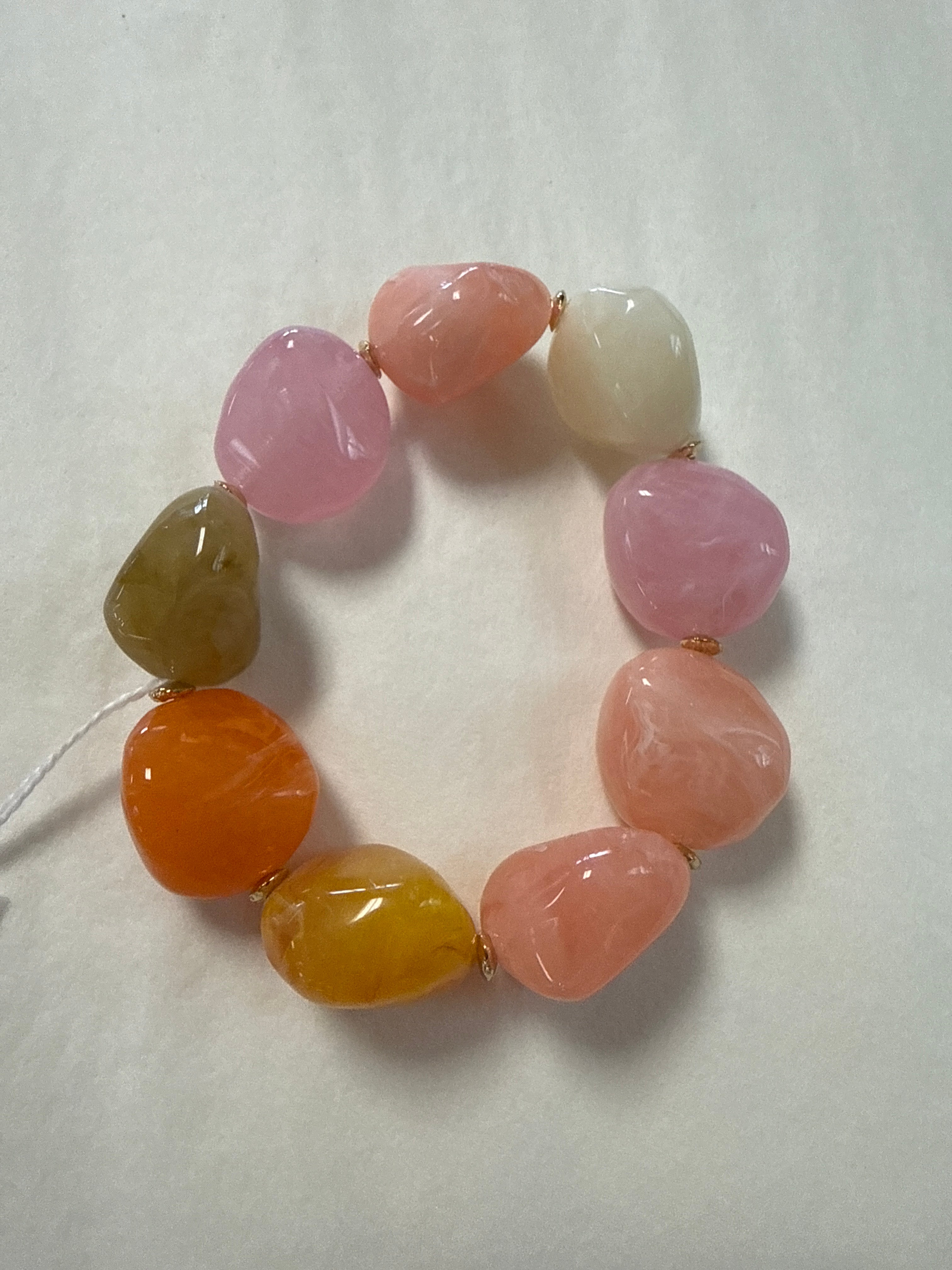 Stretch Bracelet Chunky Stone Pinks