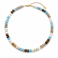 Color Garden Beaded Necklace – Natural Blue and Mocha Stone Beads Mix