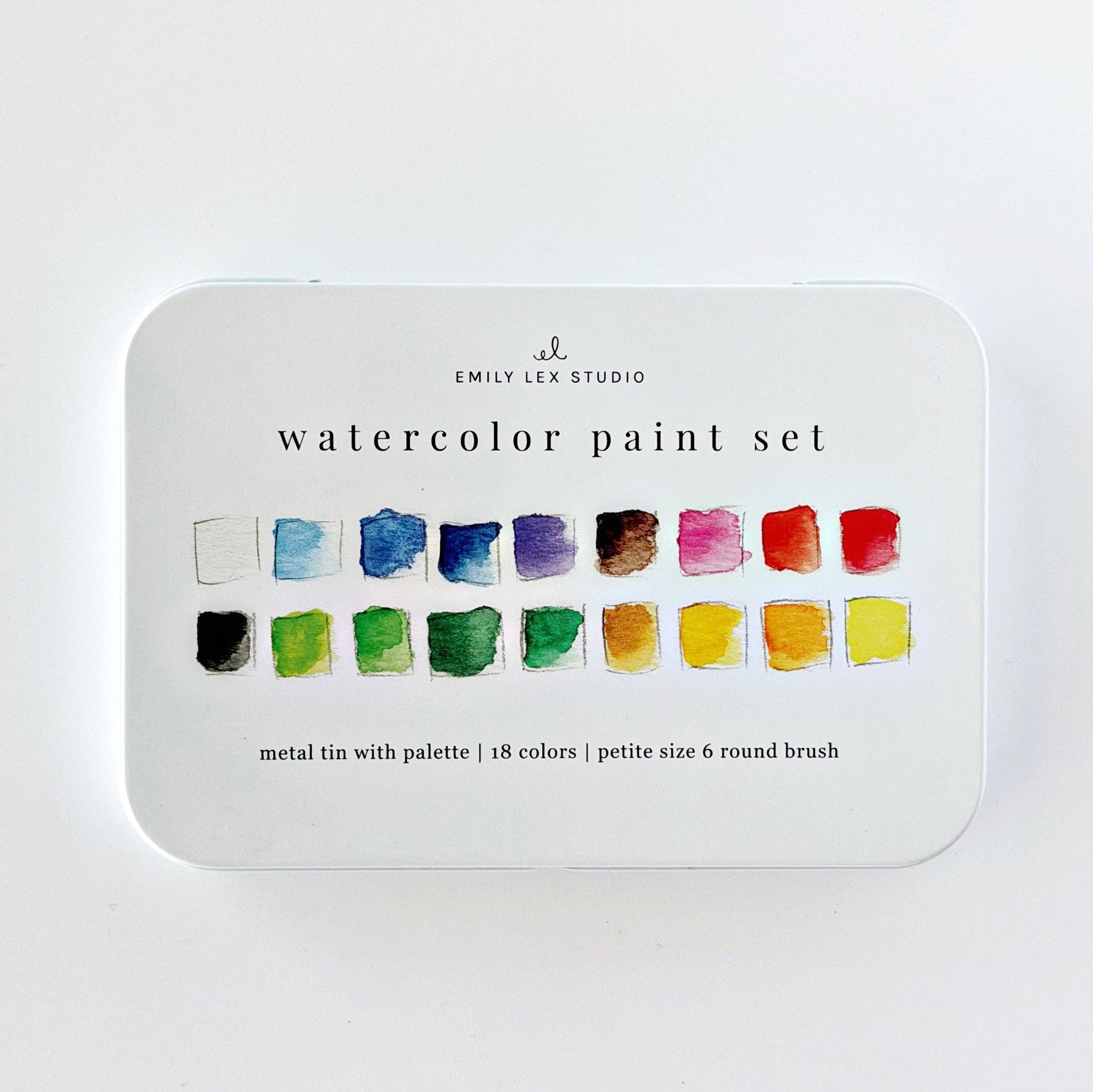 Emily Lex Watercolor Paint Set 18 Colors with Brush
