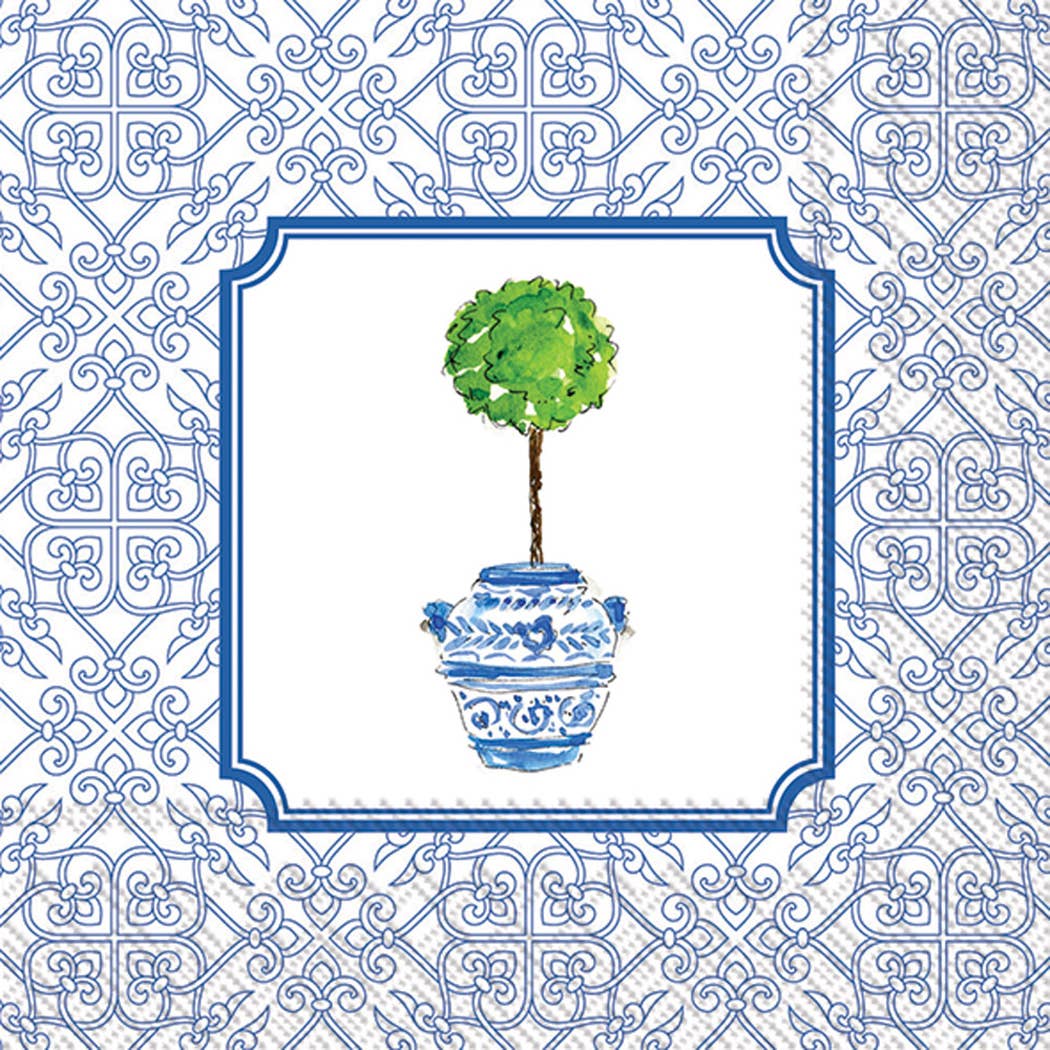 Paper Cocktail Napkins Rosanne Beck Blue Topiary