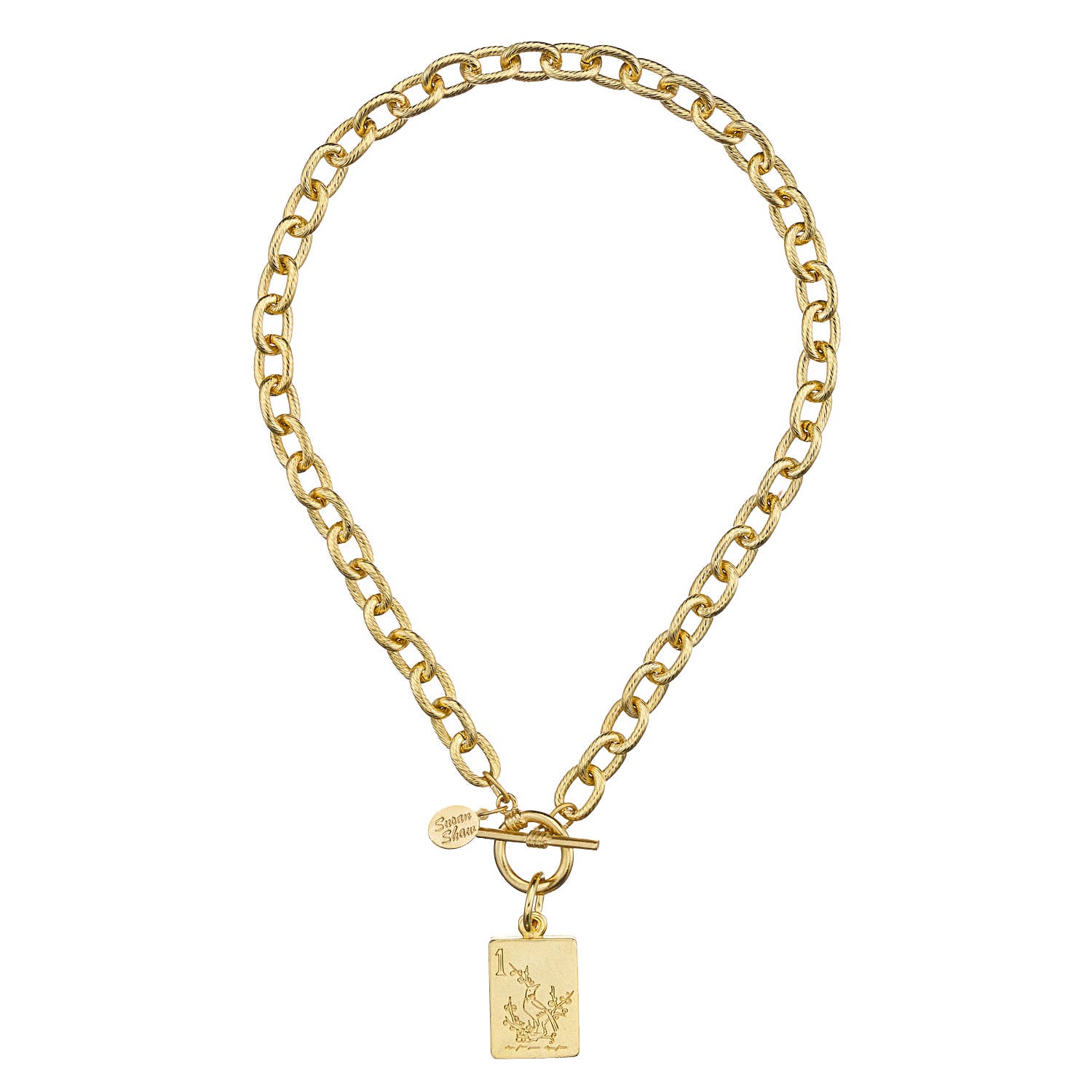 Susan Shaw 1 Bam Bird Mahjong Tile Toggle Necklace