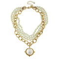 Susan Shaw Multi Strand Gold Cotton Pearl Necklace