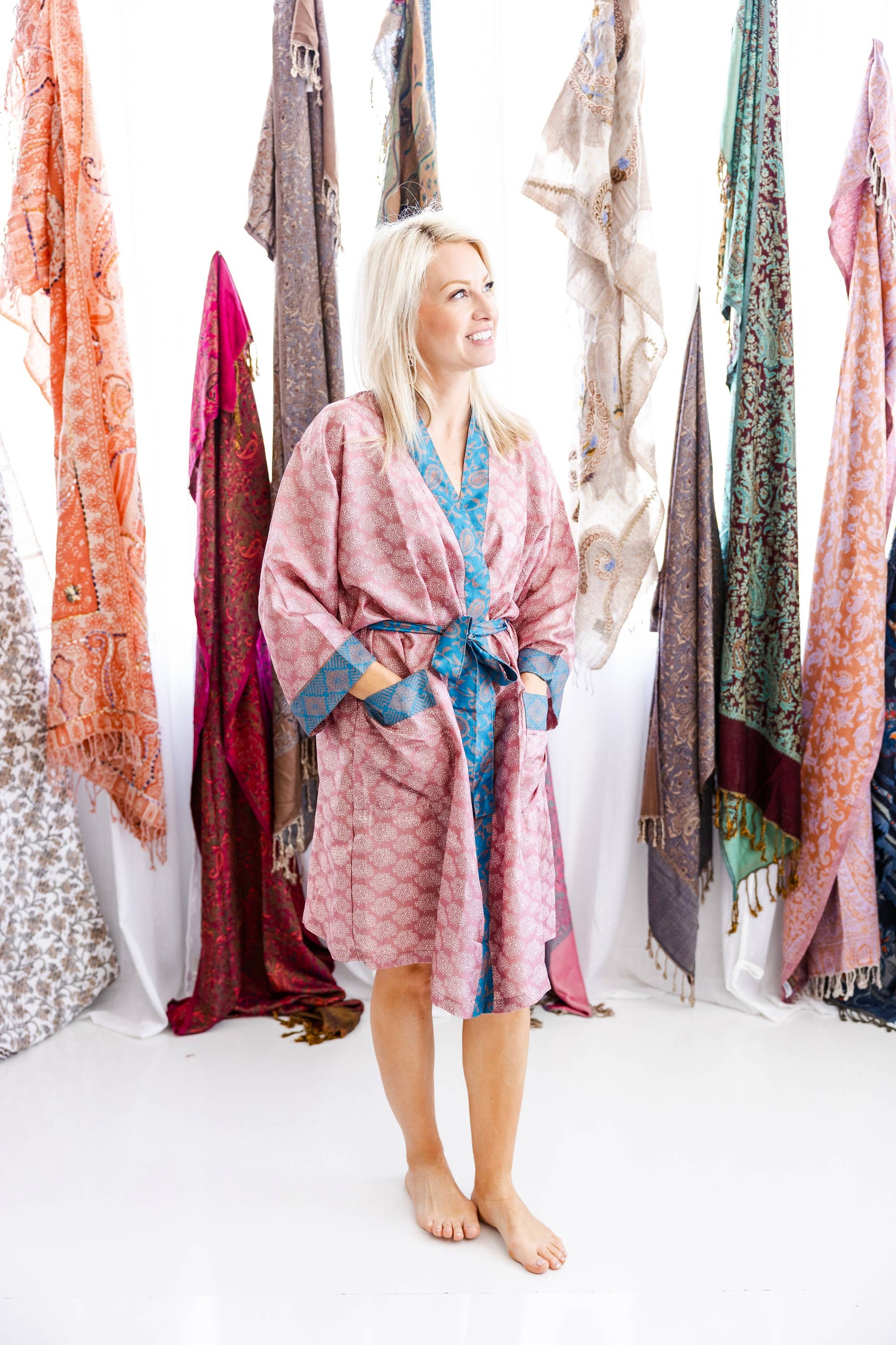 Art Silk Sari Robe Knee Length