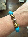 Stretch Bracelet Wood Beads Aqua