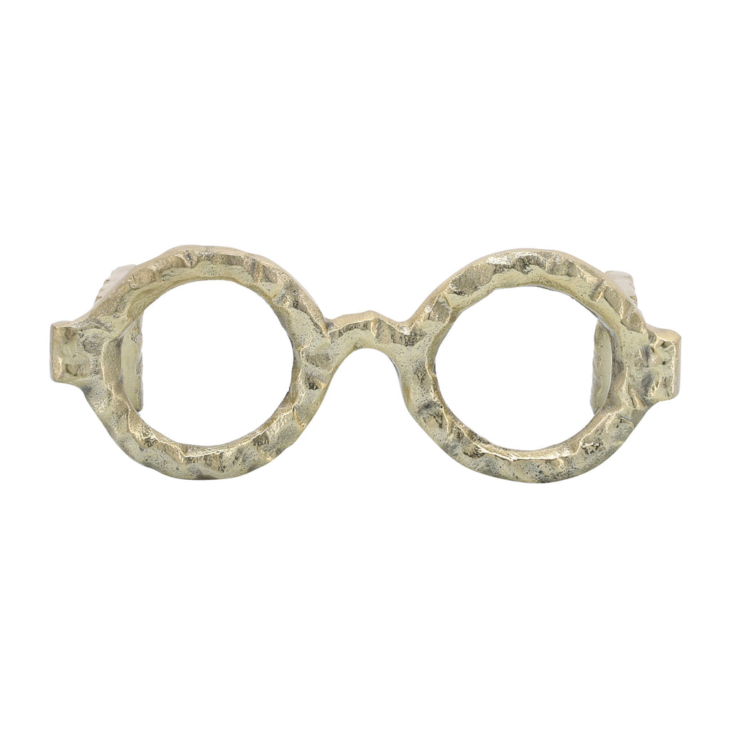 Gold Metal Abstract Round Glasses Sculpture