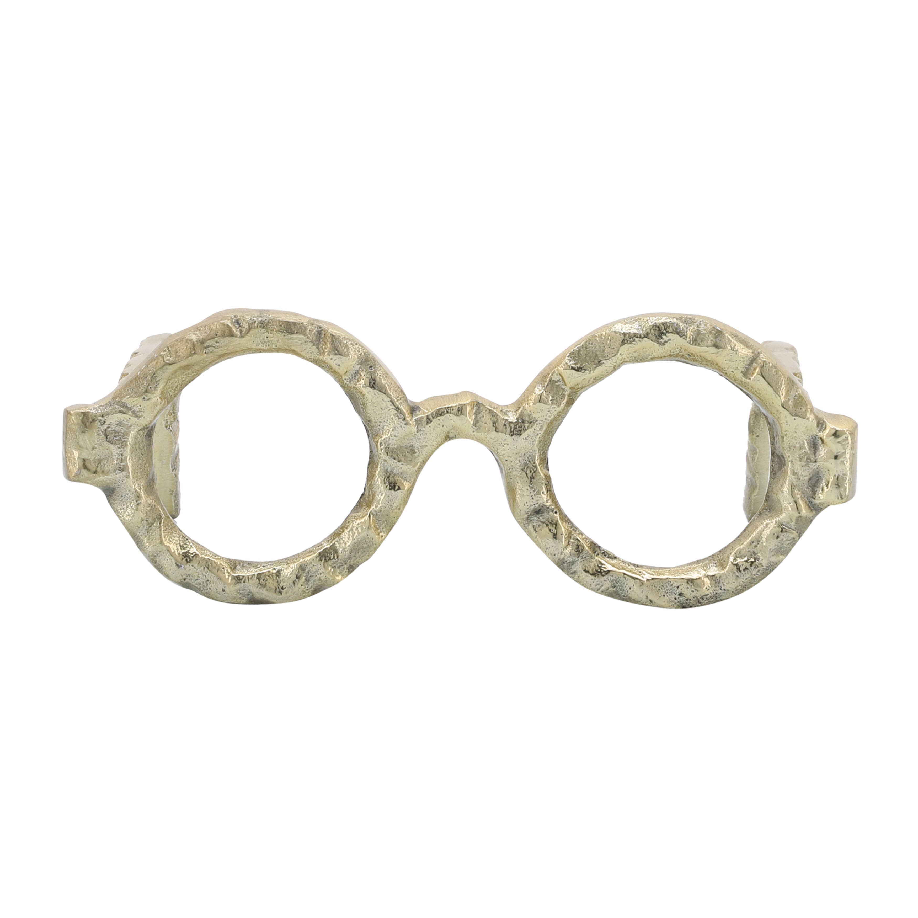Gold Metal Abstract Round Glasses Sculpture