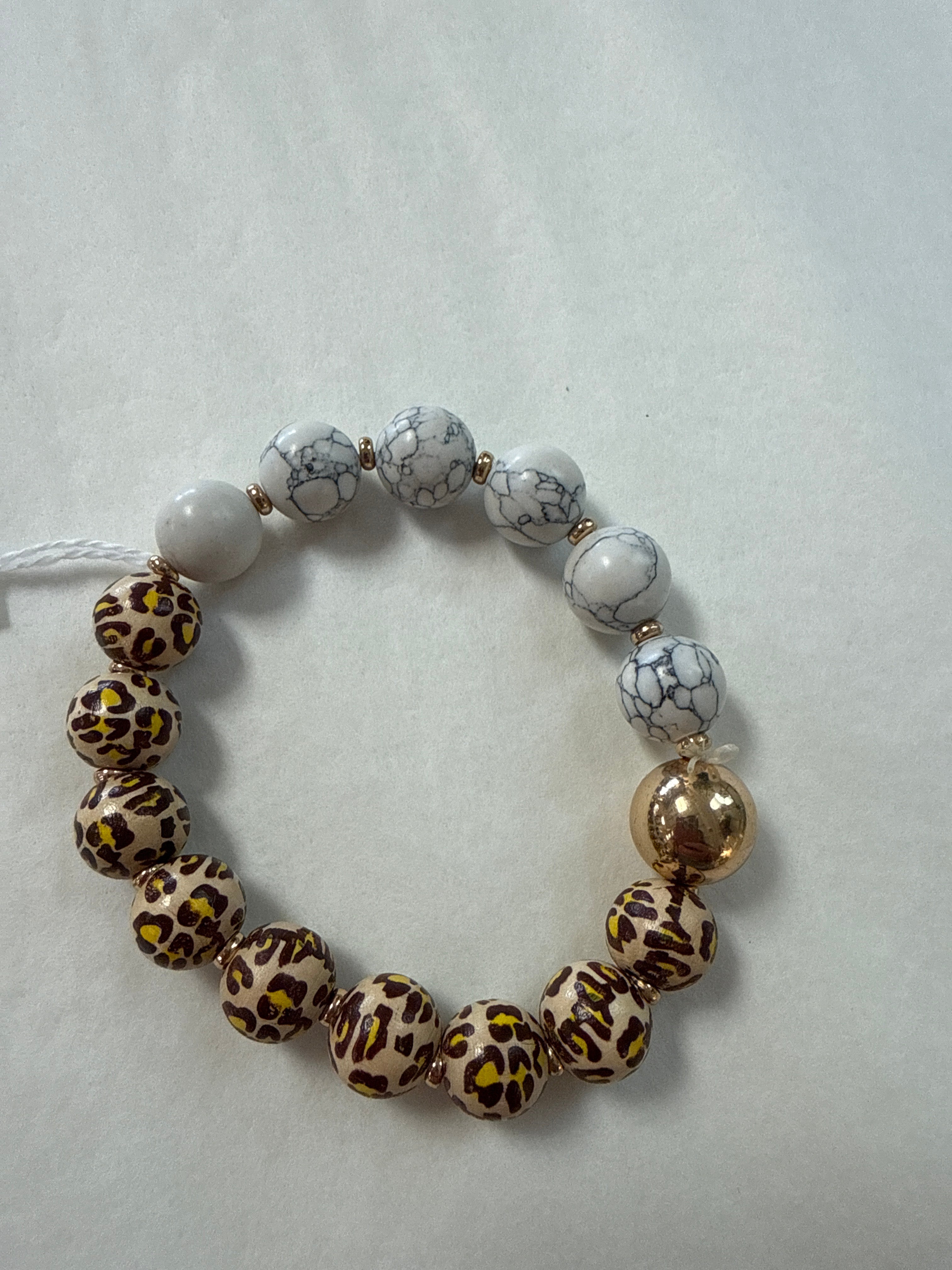 Stretch bracelet semi precious with animal print