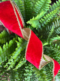 Velvet Metallic Dupion Double Fused Tinsel Edge Red 2.5" wide - 10 yards