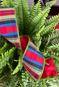 Stripe Metallic Dupion Red/Green Metallic Piping 4" wide - 10 yards