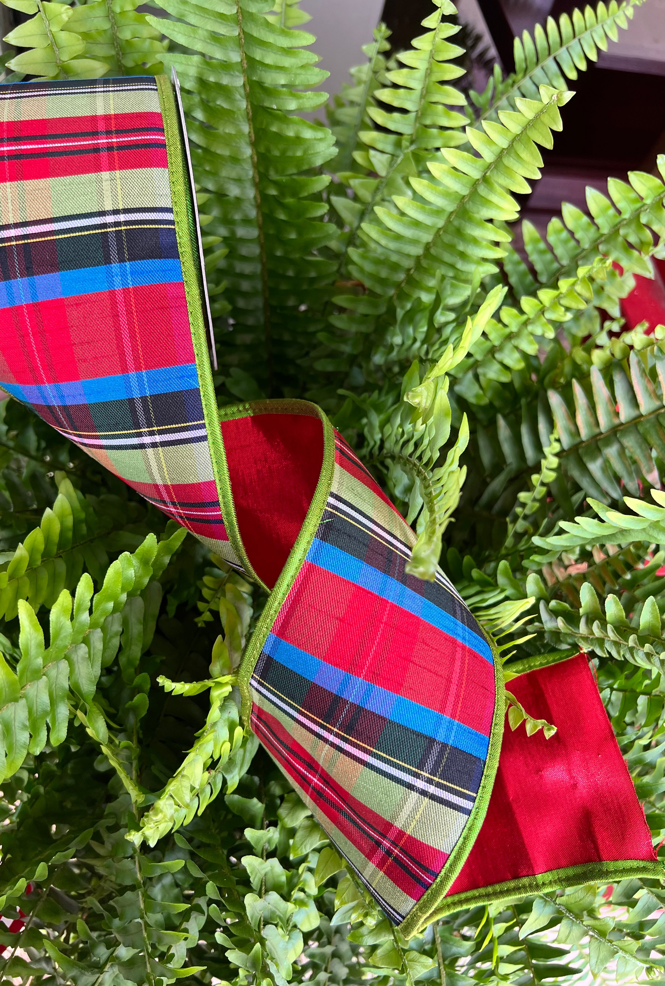 Stripe Metallic Dupion Red/Green Metallic Piping 4" wide - 10 yards