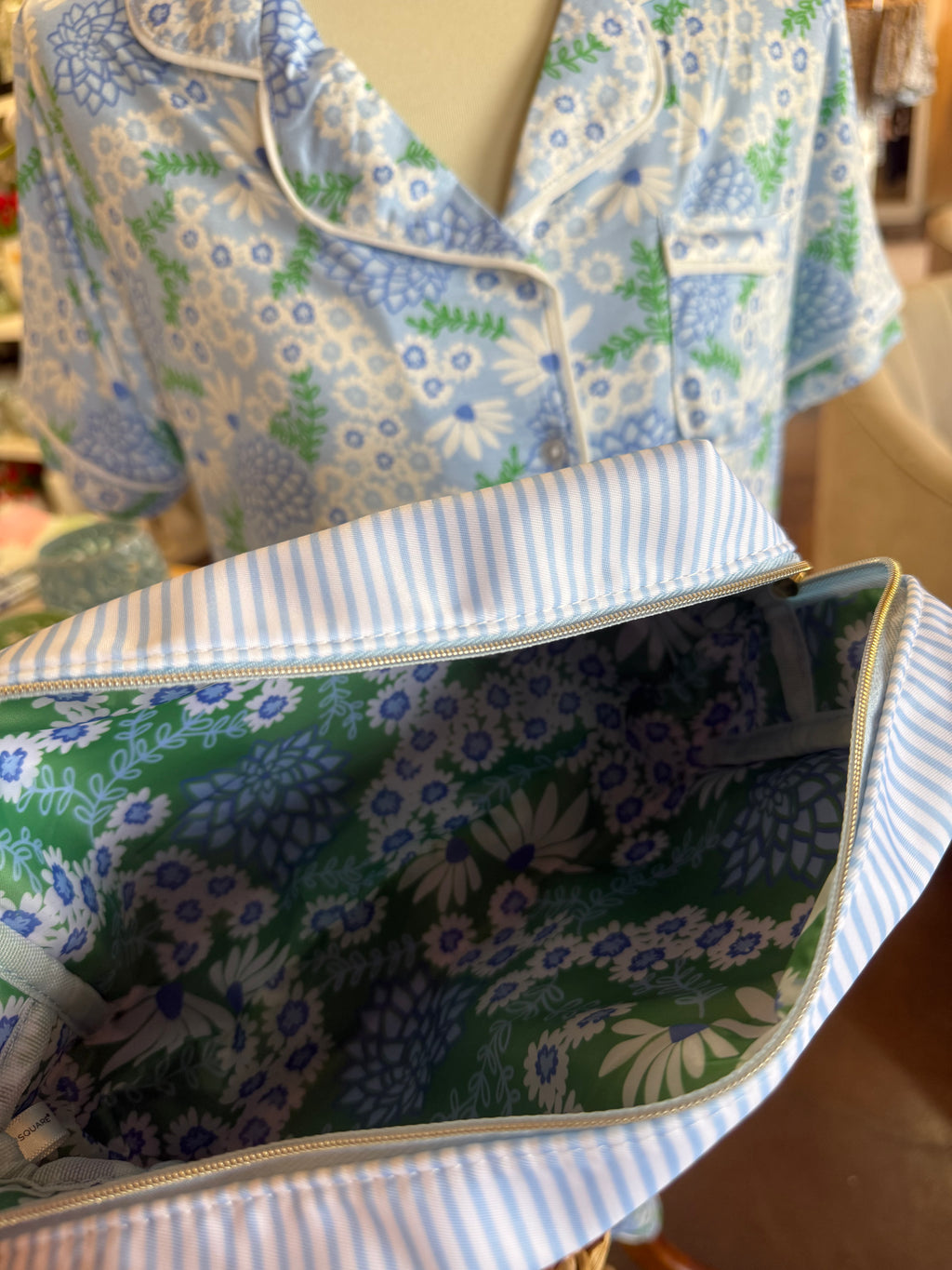 Cosmetic Bag Lets Face It Blue Stripe