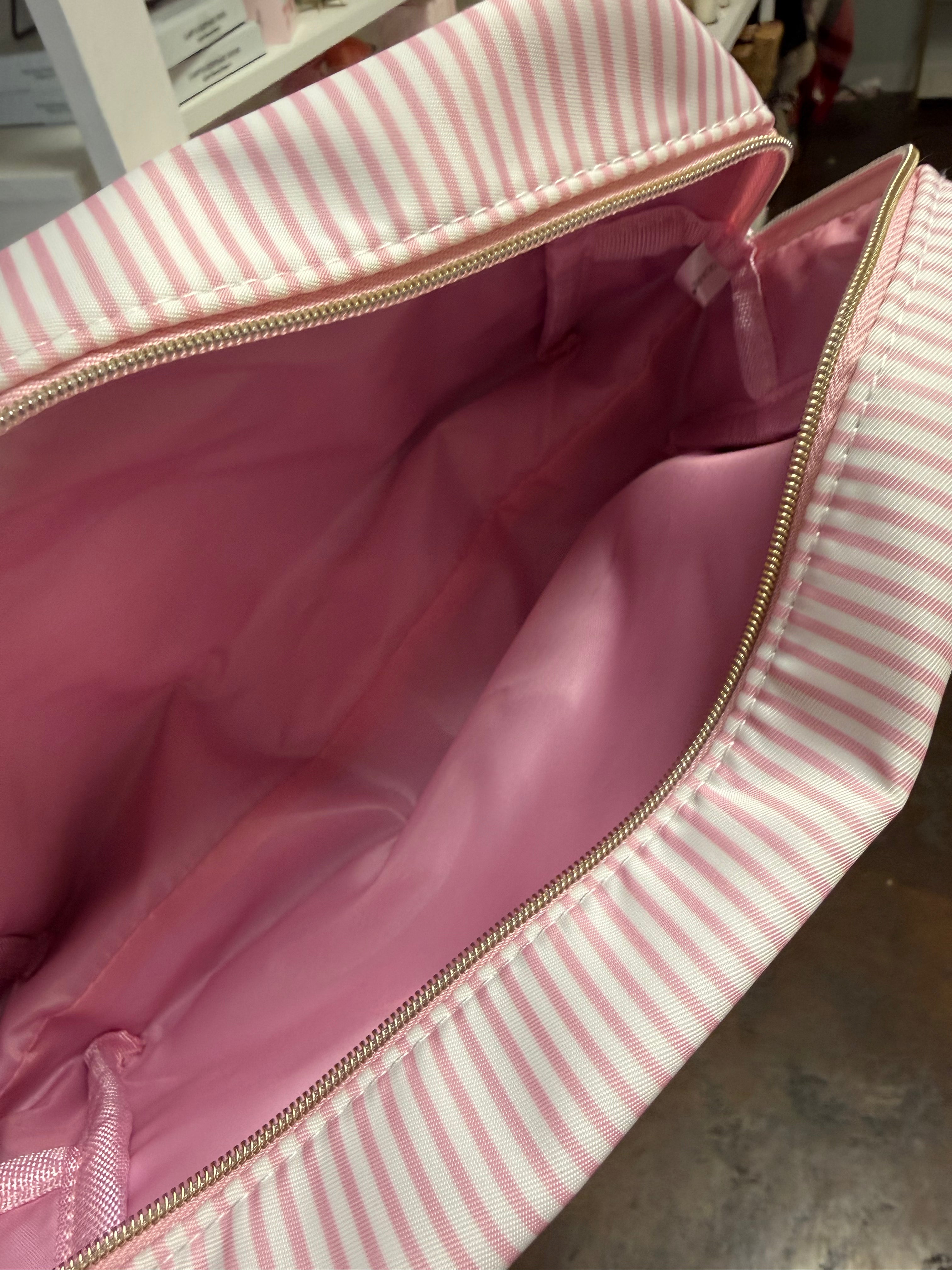 Cosmetic Bag Lets Face It Pink Stripe