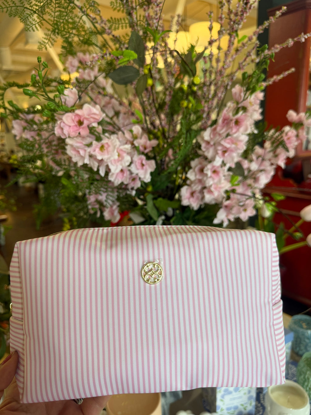Cosmetic Bag Lets Face It Pink Stripe