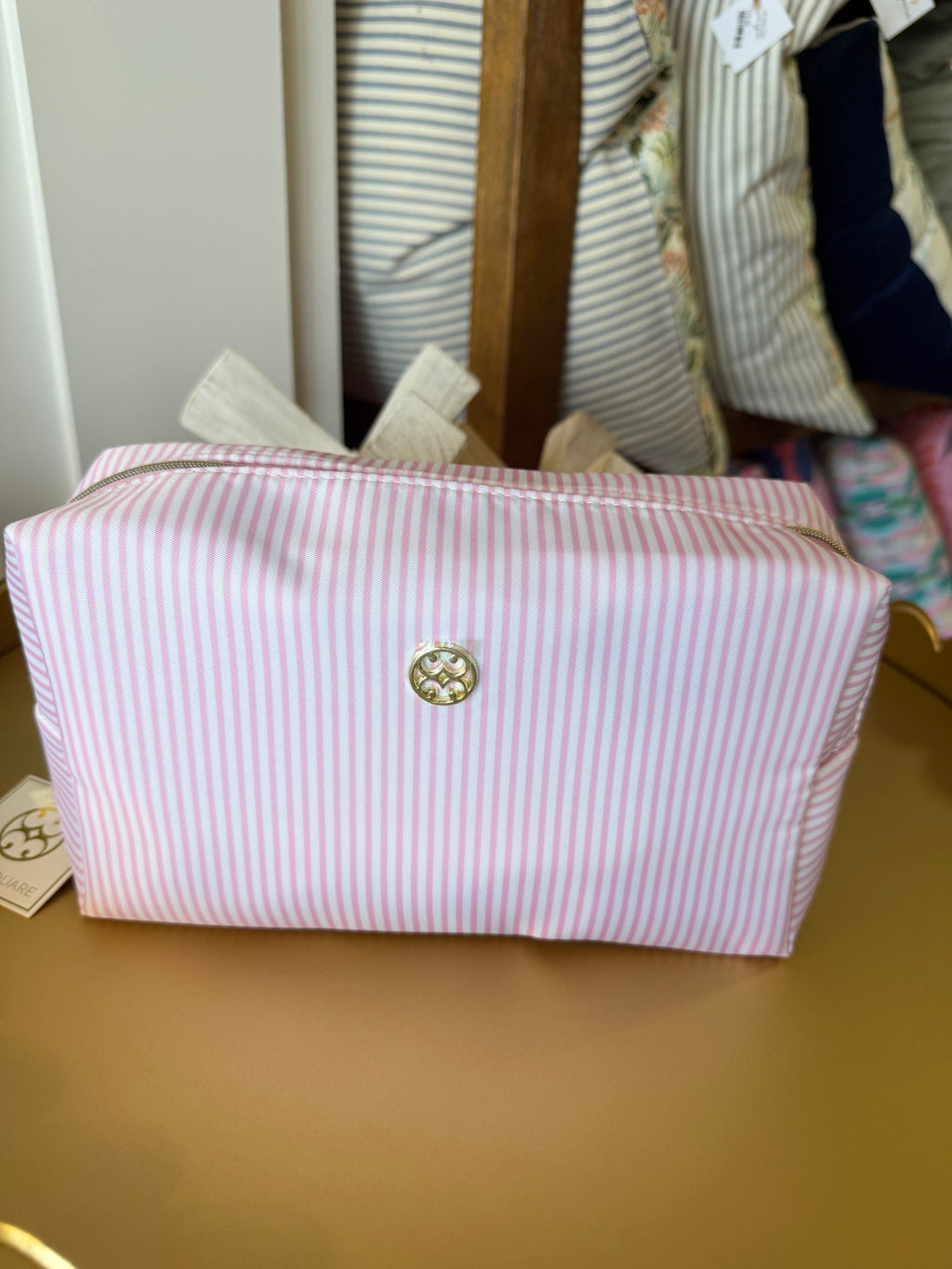 Cosmetic Bag Lets Face It Pink Stripe