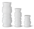 Matte White Stoneware Ribbed Vase