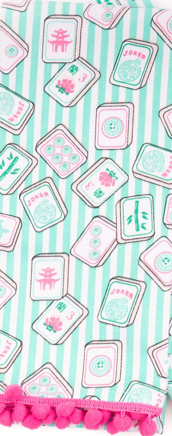 Mahjong Stripe Pom-Pom Kitchen Towel