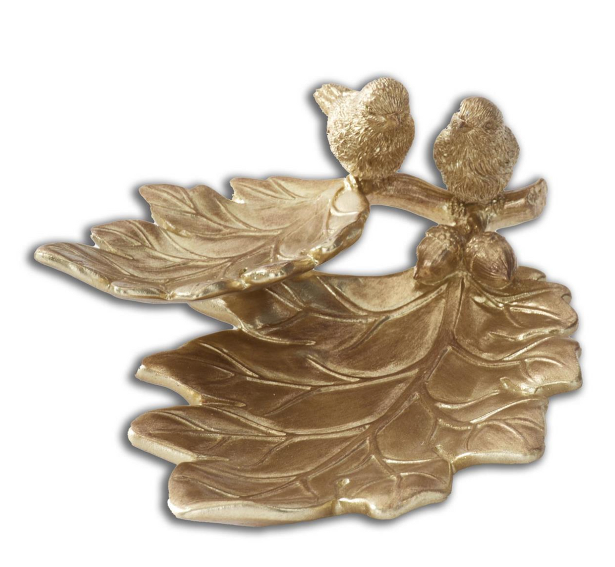 Gold Resin Leaf Tray w/ Birds