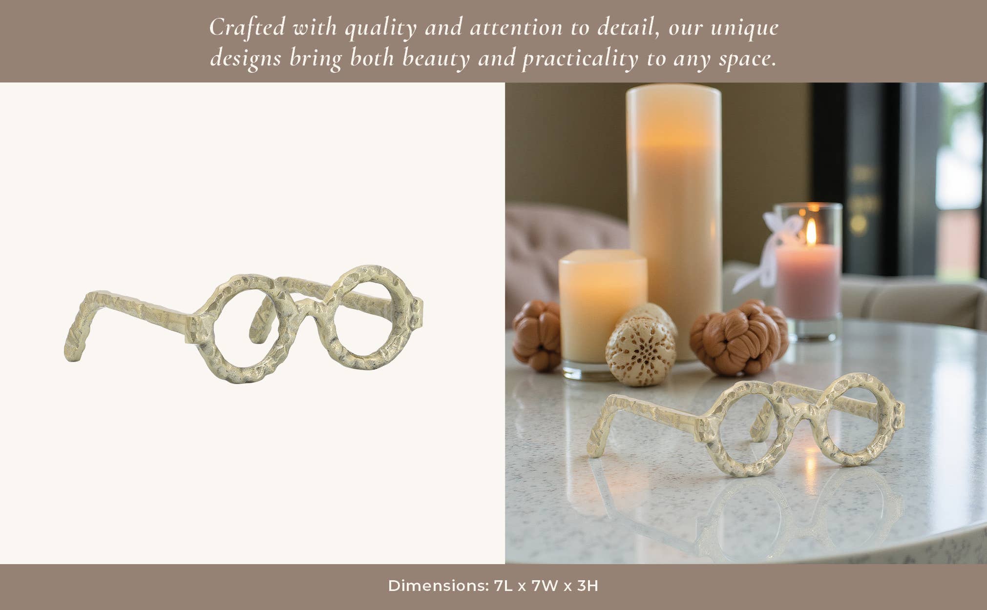 Gold Metal Abstract Round Glasses Sculpture