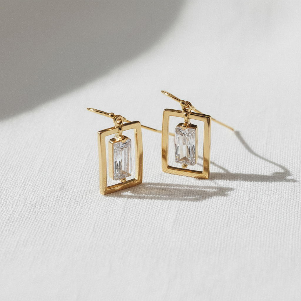Elegant Square Zircon Earrings
