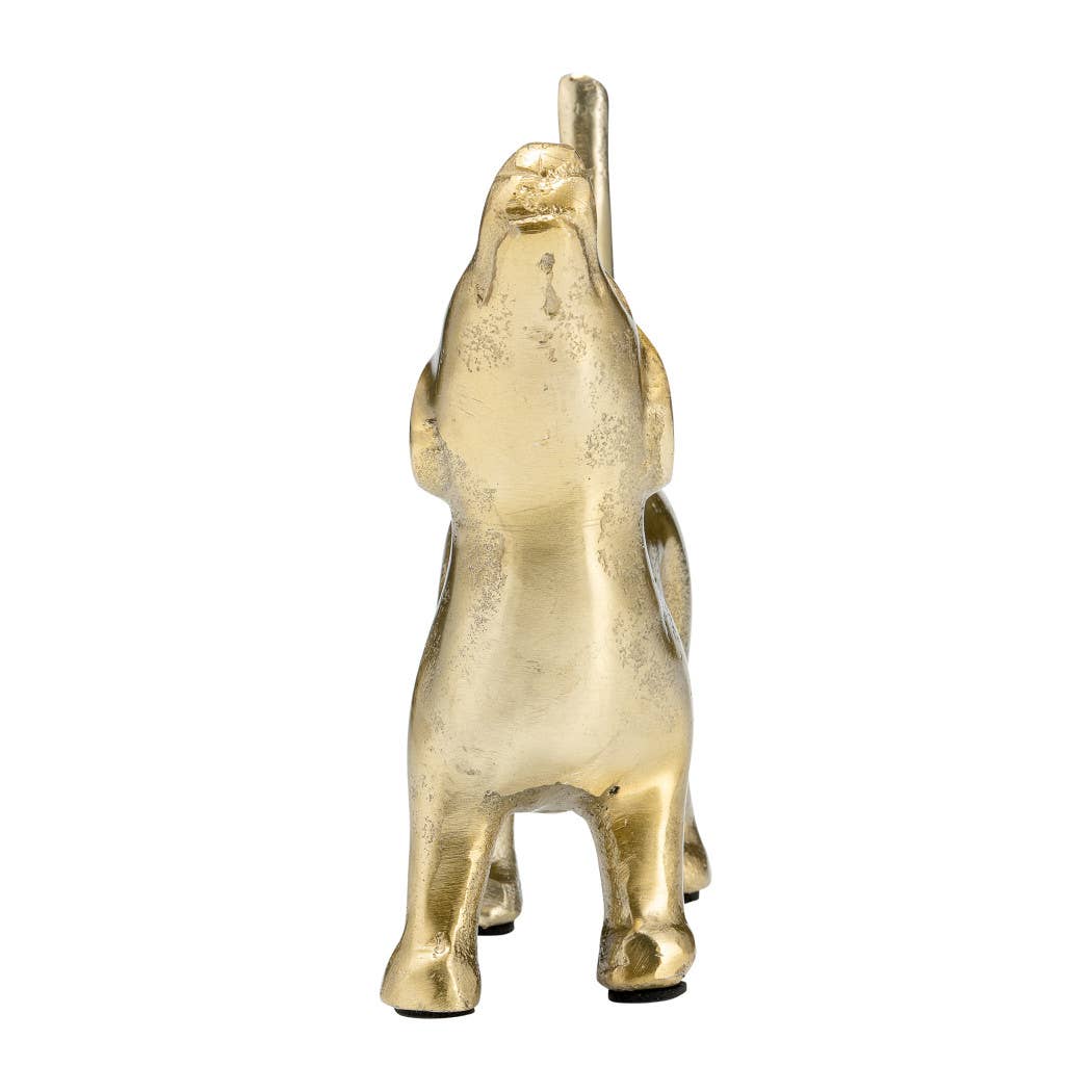 Decorative Figurine - Gold Metal Modern Howling Dog, 7 in.
