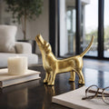 Decorative Figurine - Gold Metal Modern Howling Dog, 7 in.